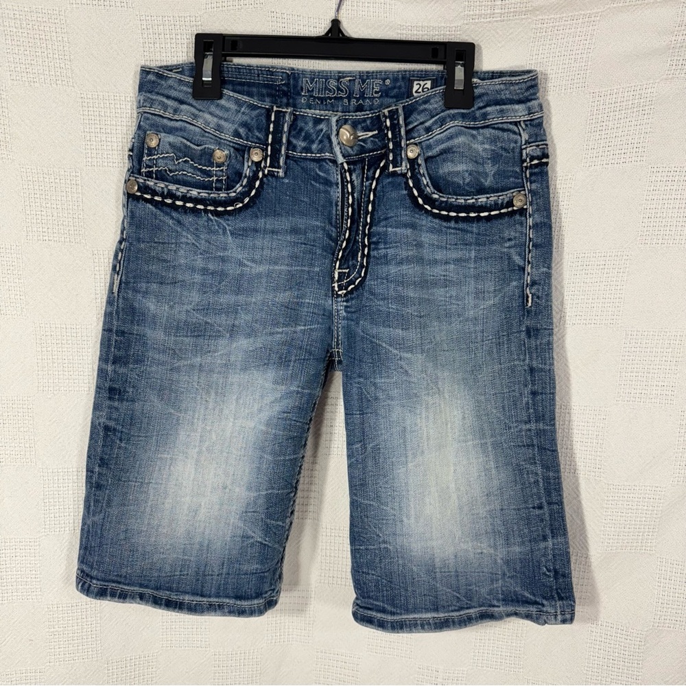MISS ME Boyfriend Bermuda Shorts Thick Stitch Jean Women Size 26